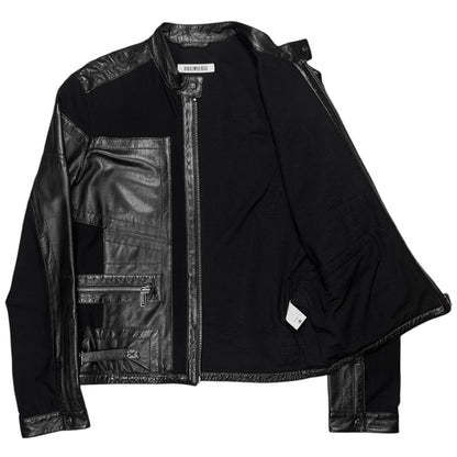 Dirk Bikkembergs Hybrid Leather Mesh Moto Jacket