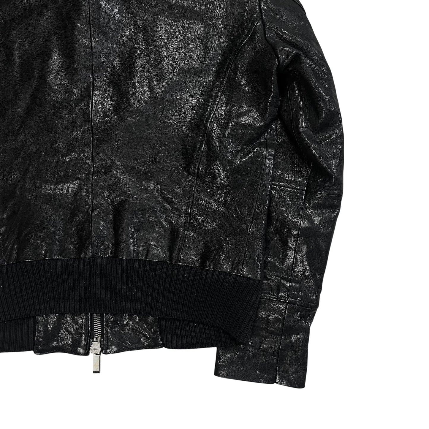 Dirk Bikkembergs Waxed Leather Bomber Jacket