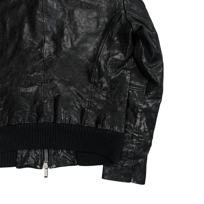 Dirk Bikkembergs Waxed Leather Bomber Jacket