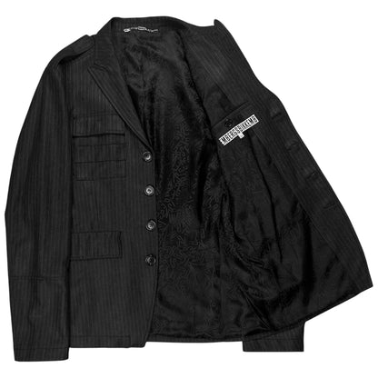 Dirk Bikkembergs Metal Clip Pinstripe Military Blazer