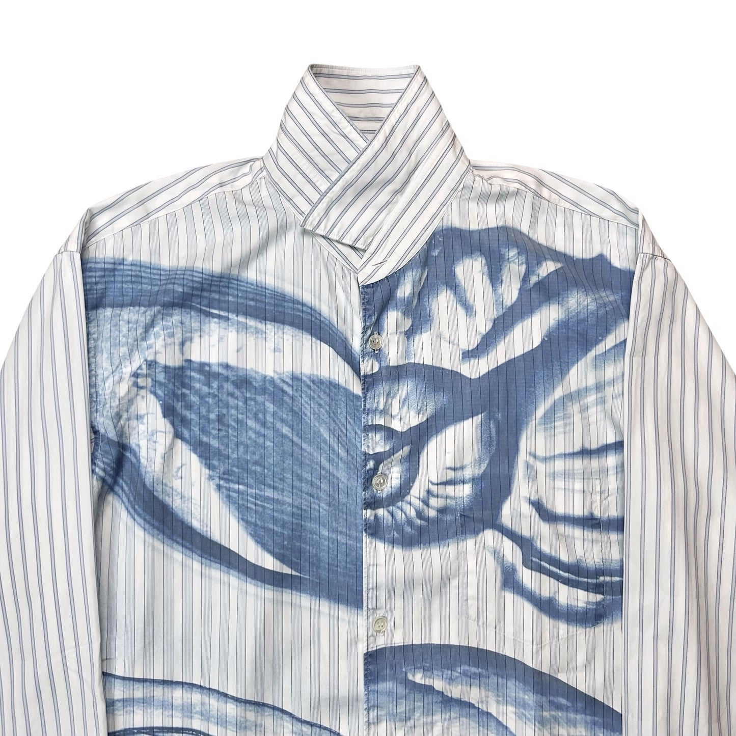 Comme des Garcons Shirt Airbrush Print Striped Shirt