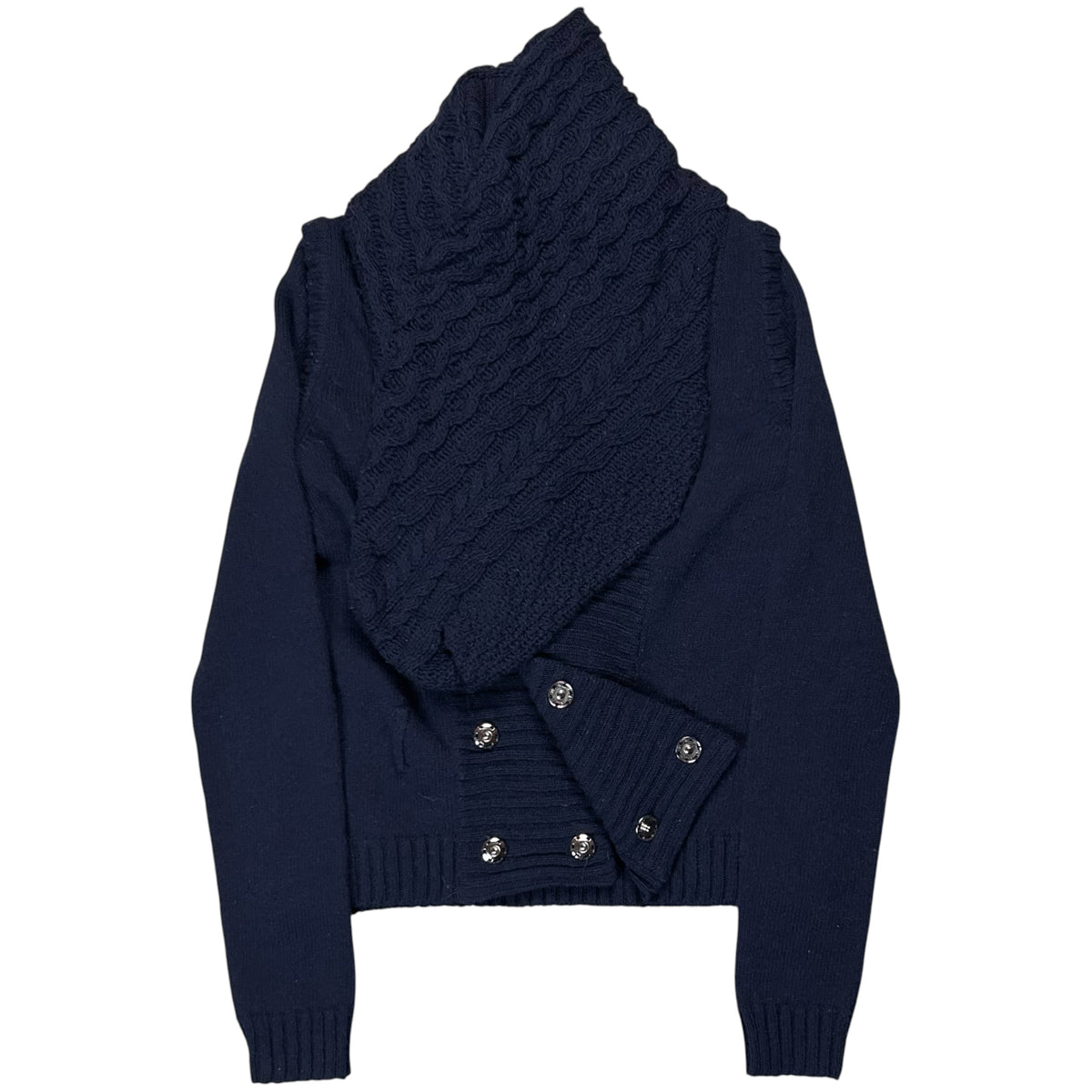Balenciaga Distorted Cable Knit Snap Shawl Cardigan - AW07