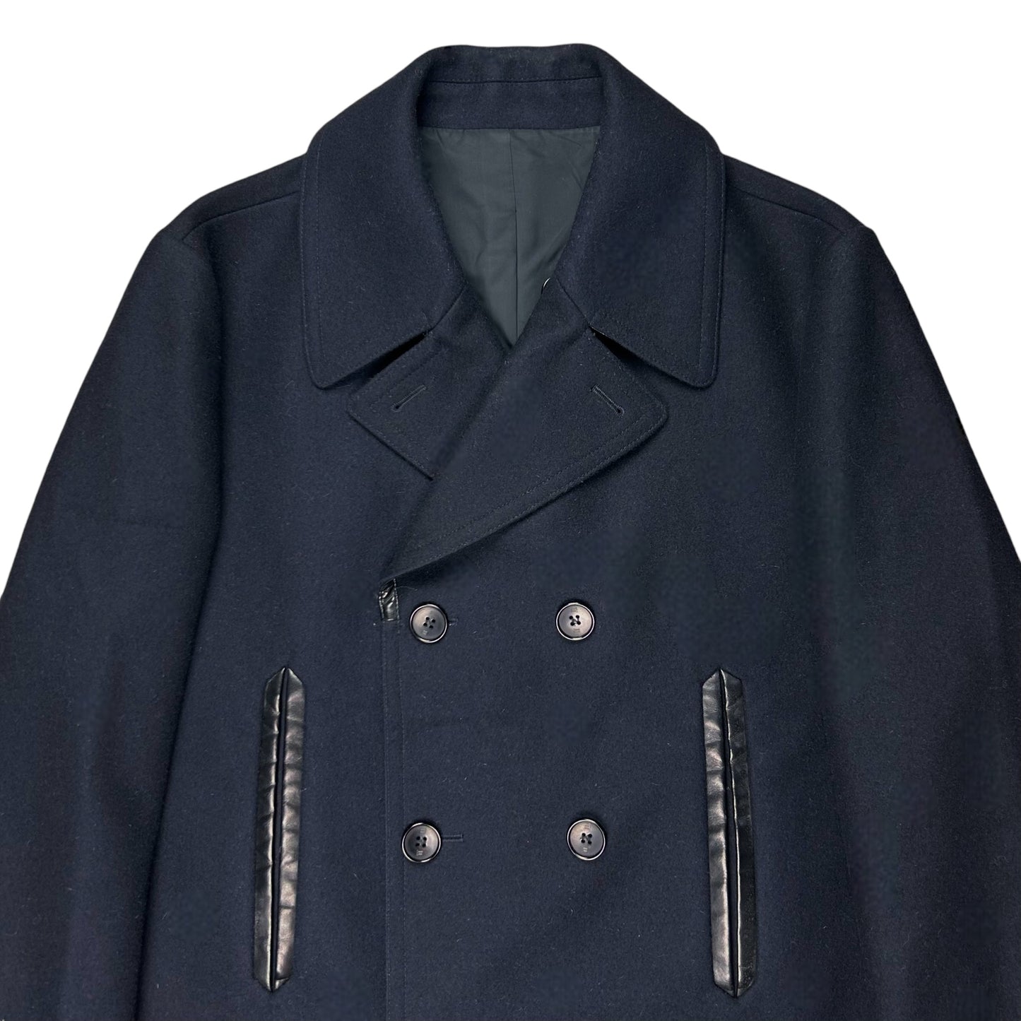 Balenciaga Leather Trimmed Caban Wool Jacket - AW15