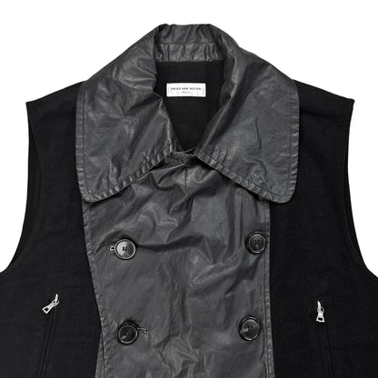 Dries Van Noten Double Breasted Waxed Panel Wool Vest