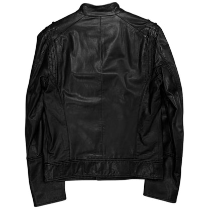 Dirk Bikkembergs Asymmetric Shoulder Stud Leather Jacket