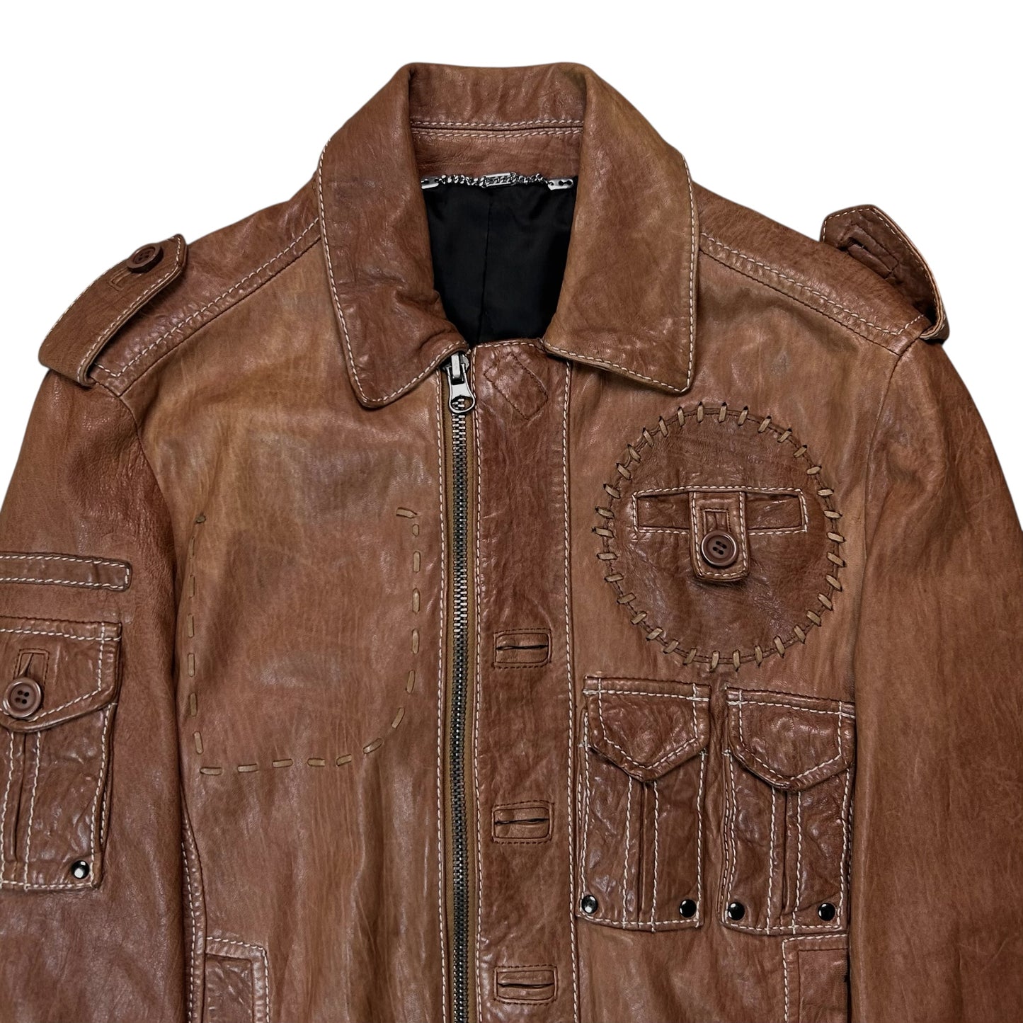 Dirk Bikkembergs Ombre Leather Military Flight Jacket - SS08