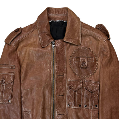 Dirk Bikkembergs Ombre Leather Military Flight Jacket - SS08