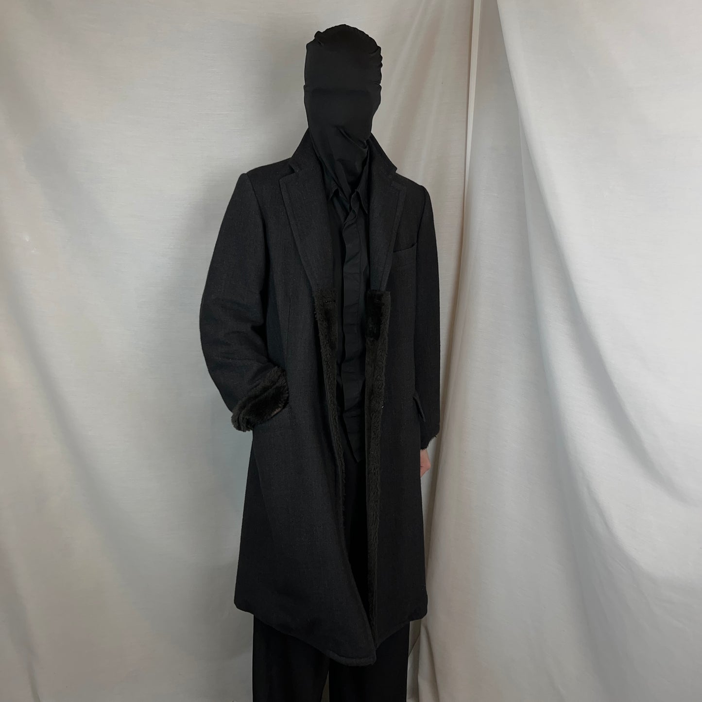 Dries Van Noten Faux Fur Applicated Wool Coat - 2000s