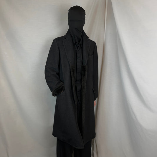 Dries Van Noten Faux Fur Applicated Wool Coat - 2000s