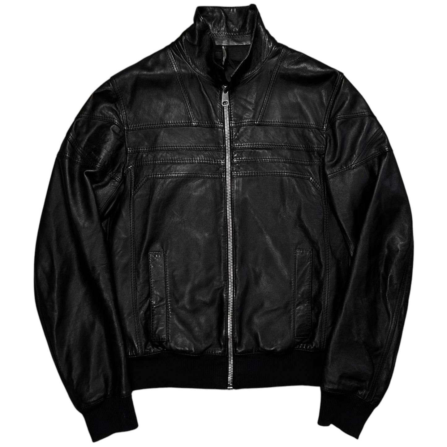 Dior Homme Ridged Moto Bomber Leather Jacket - AW08