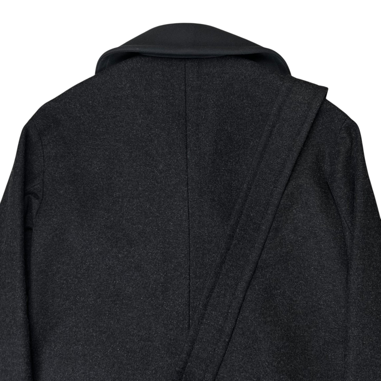Jil Sander Belted Dual Fabric Wide Lapel Wool Coat