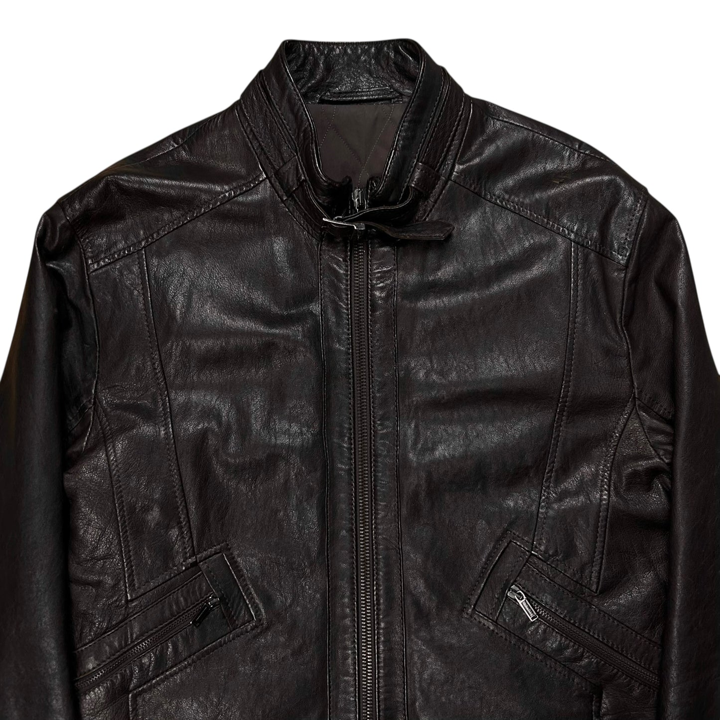 Dirk Bikkembergs Belt Collar Racer Sheep Leather Jacket
