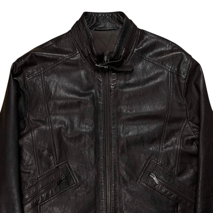 Dirk Bikkembergs Belt Collar Racer Sheep Leather Jacket