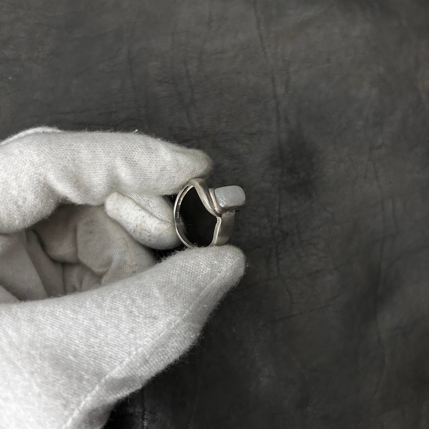 Wrapped Rectangular Moon Stone Ring