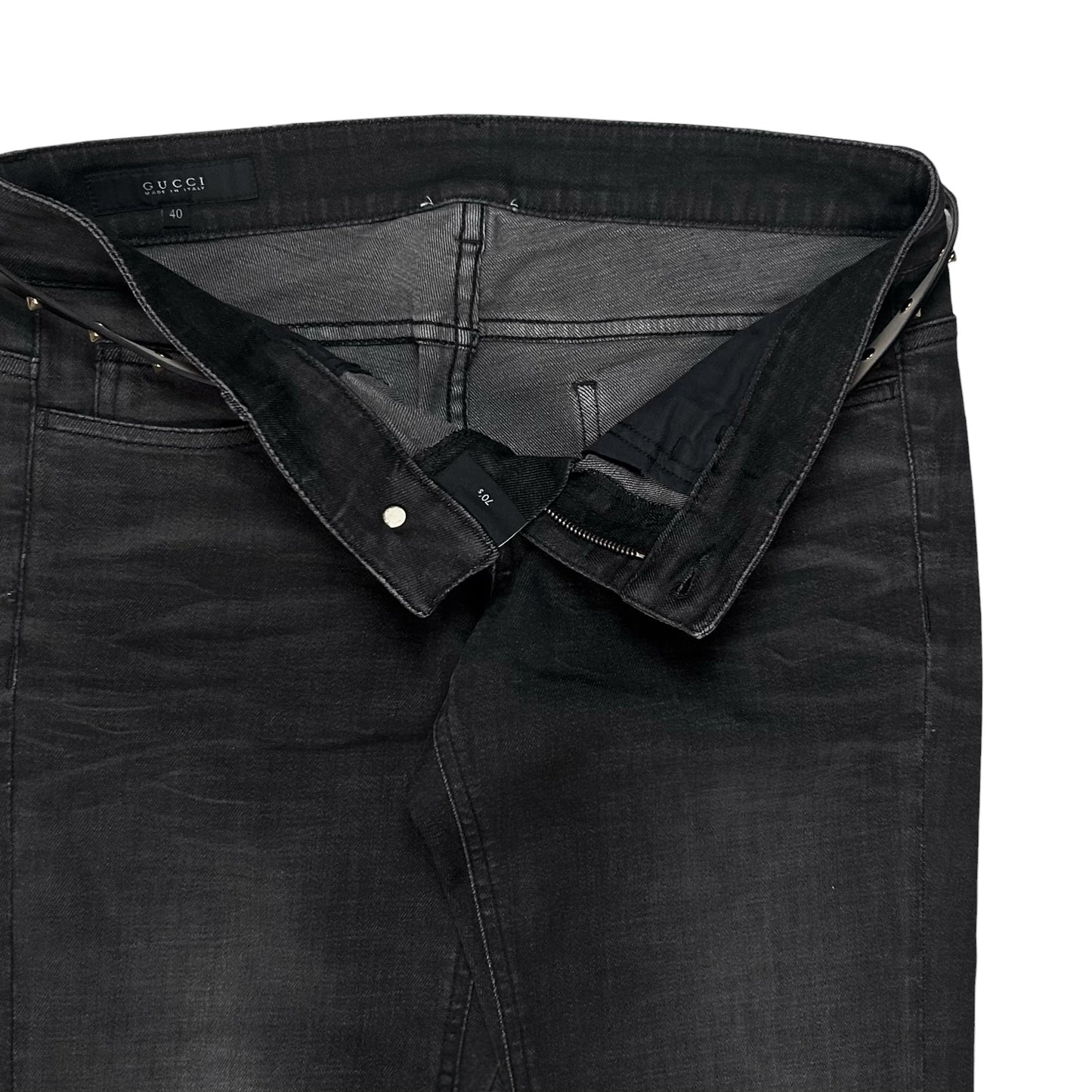 Gucci by Frida Giannini Flared Stud Leather Stap Jeans - AW13