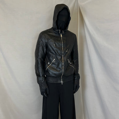 Gucci by Tom Ford Zip Hood Leather Jacket