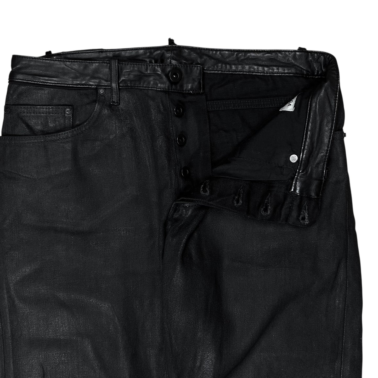 Balenciaga Waxed Leather Waist Jeans - AW15