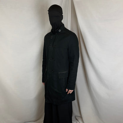 Dirk Bikkembergs Multi Button Double Leather Collar Car Coat - AW09