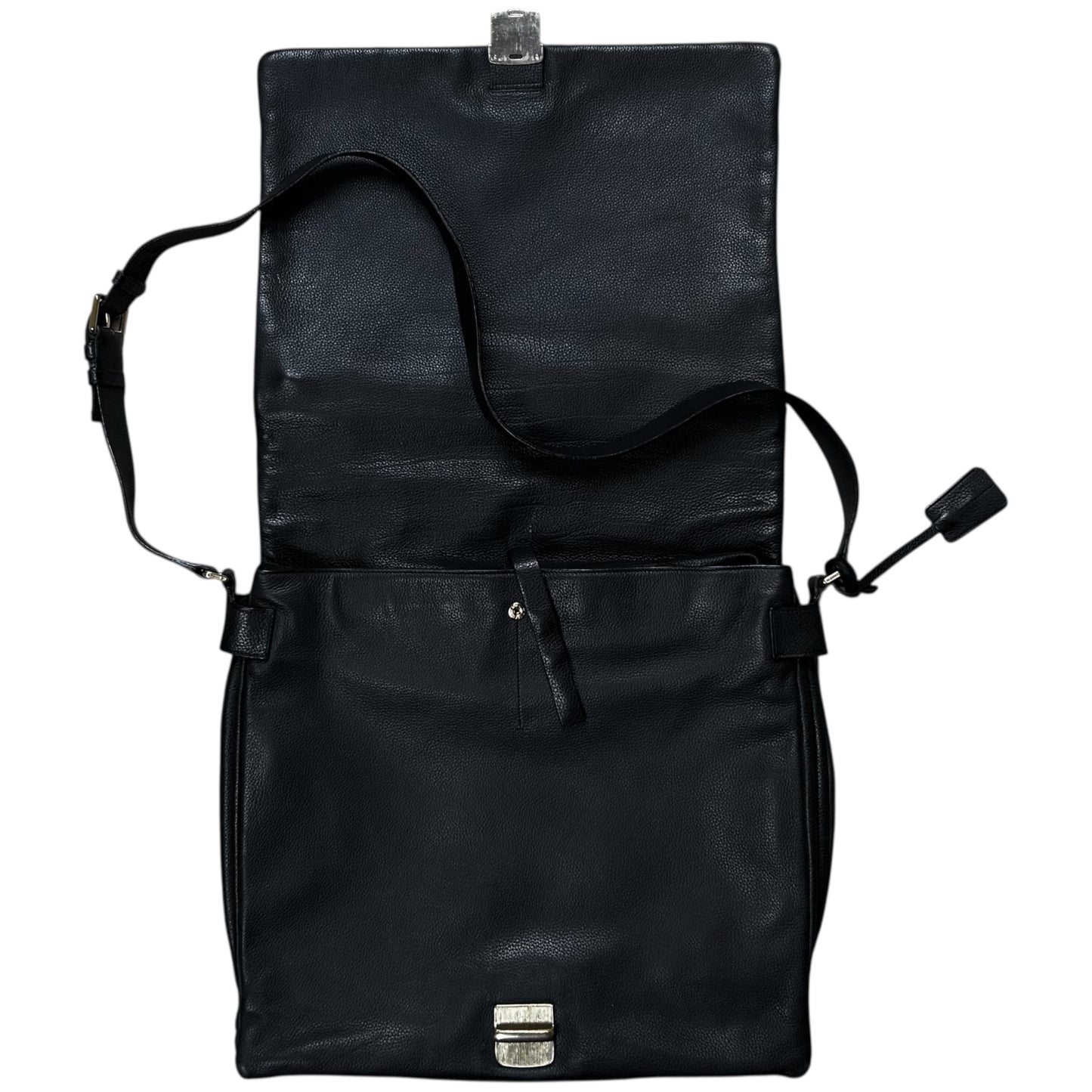 Jil Sander Lock Flap Grain Leather Messenger Bag