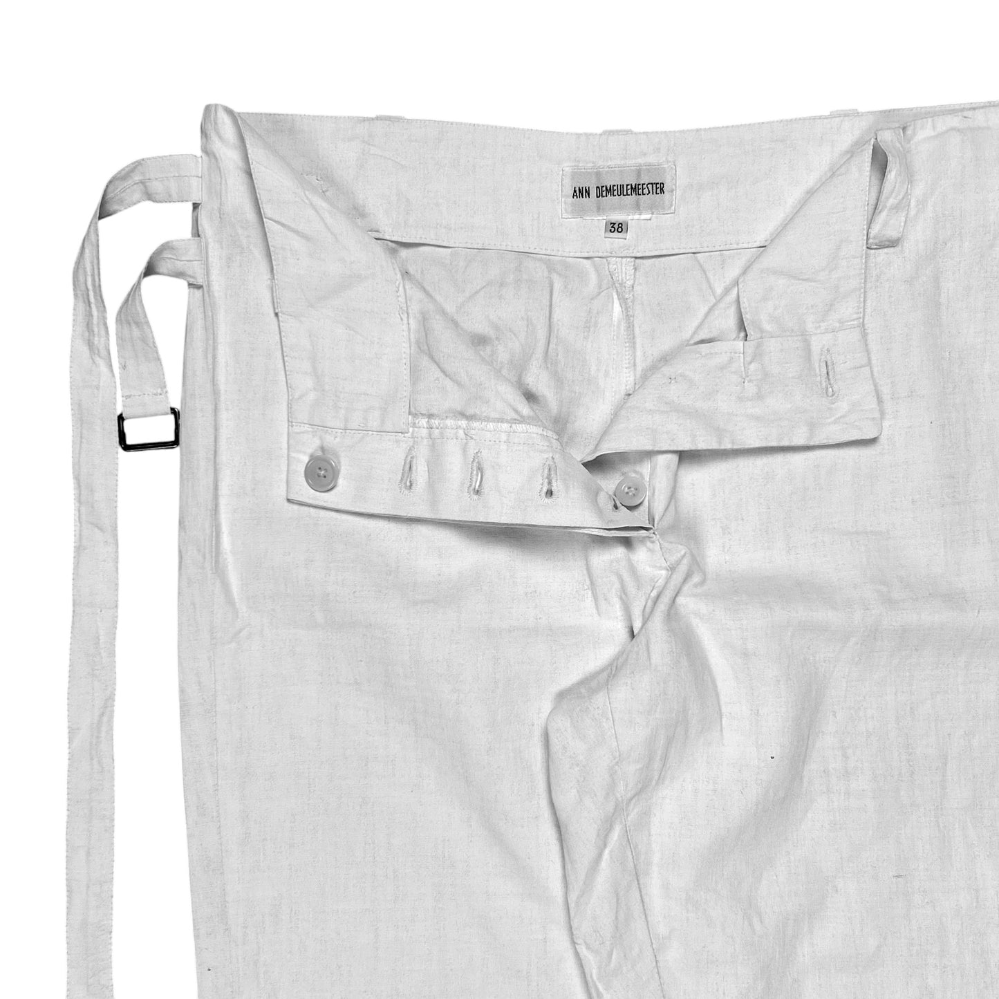 Ann Demeulemeester Dual Bondage Belt Coated Linen Pants - SS03