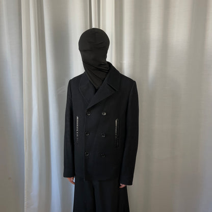 Balenciaga Leather Trimmed Caban Wool Jacket - AW15