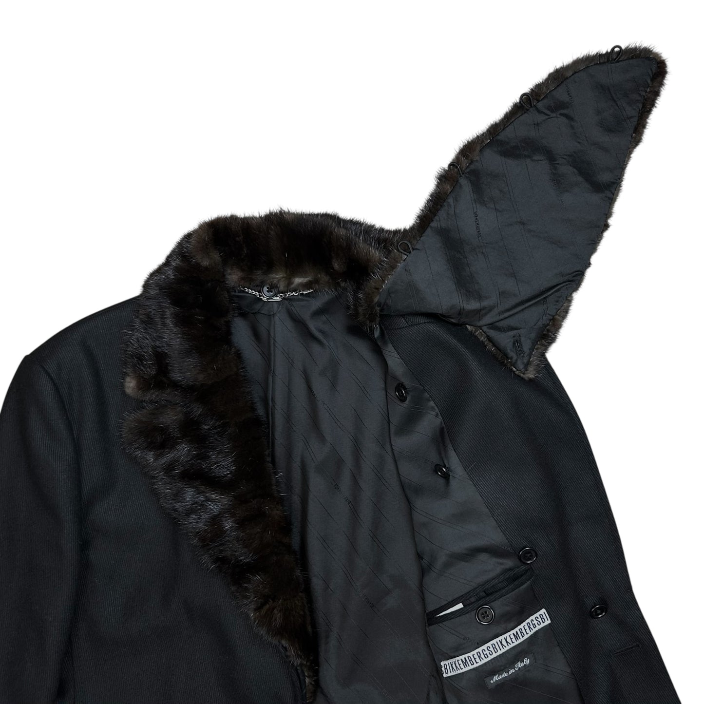 Dirk Bikkembergs Mink Fur Collar Wool Coat - AW08