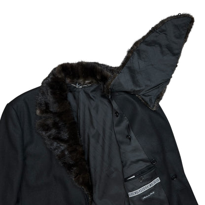 Dirk Bikkembergs Mink Fur Collar Wool Coat - AW08