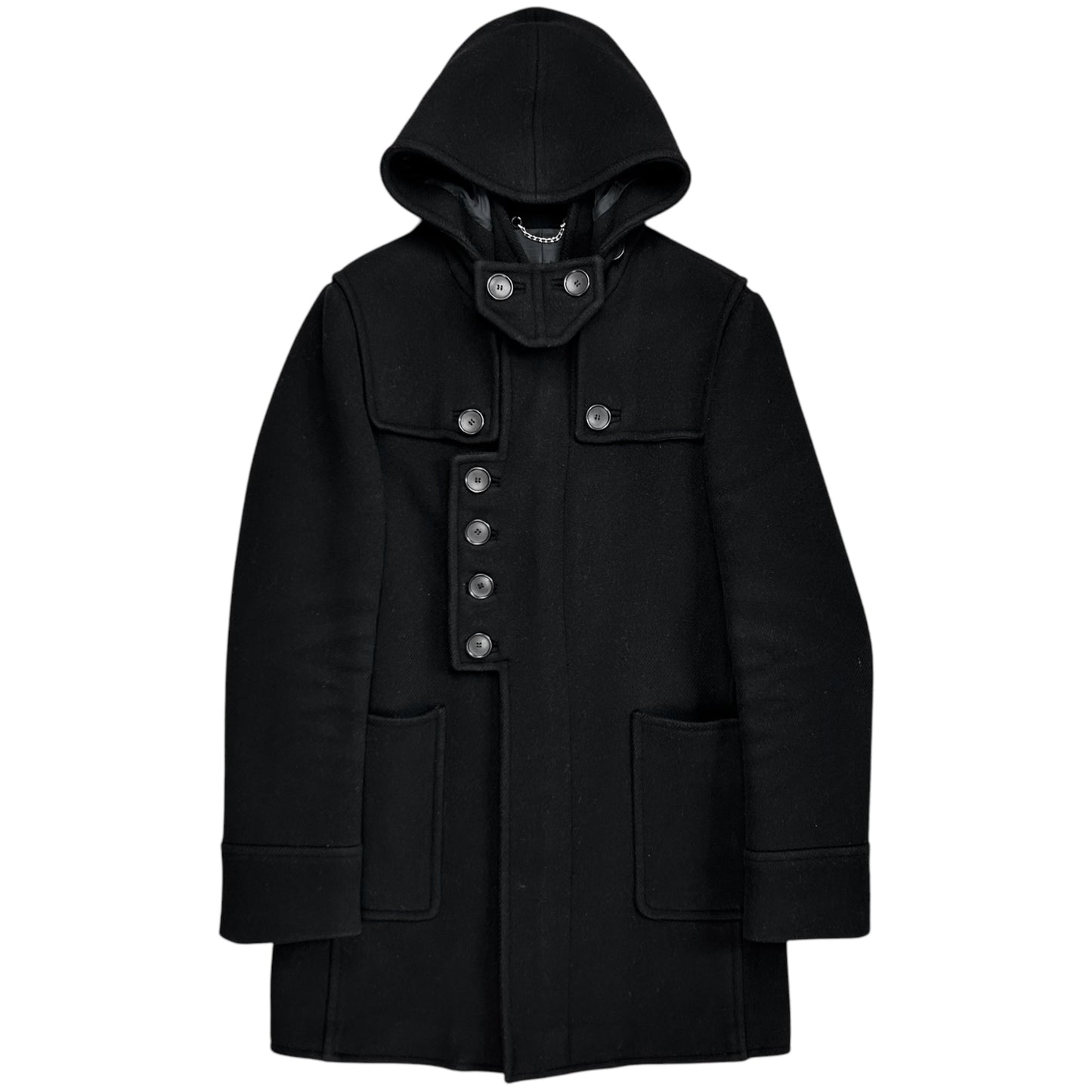 Balenciaga Hooded Multi Button Wool Coat - AW08