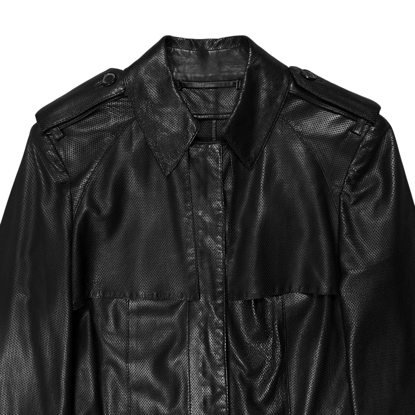 Gucci by Tom Ford Military Safari Perforated Leather Coat - AW97