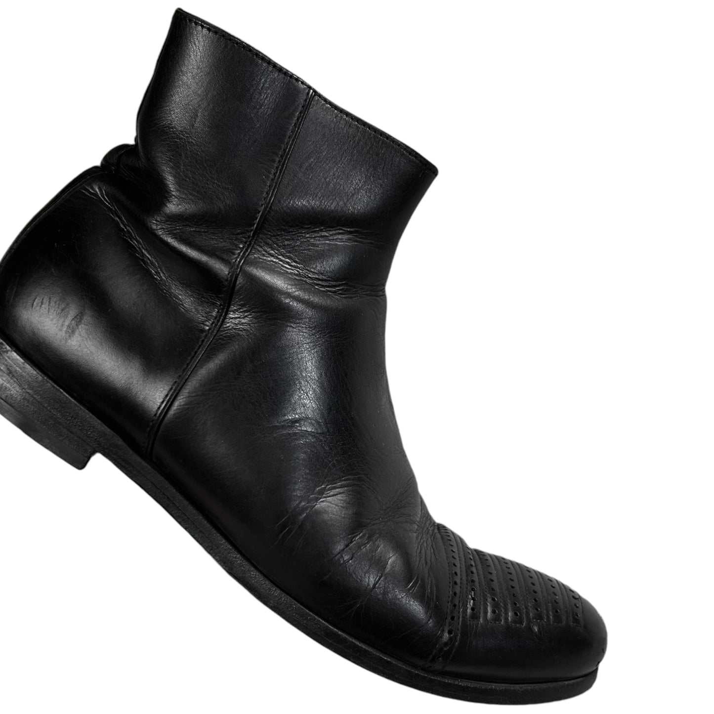 Prada Perforated Toe Mid Tip Zip Boots - AW07