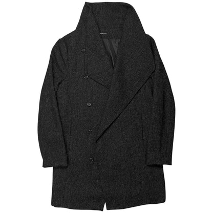 Ann Demeulemeester Asymmetric Drape Collar Wool Overcoat - AW14