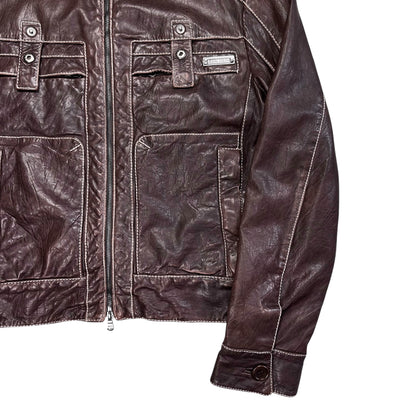 Dirk Bikkembergs Contrast Stitch Sheep Leather Jacket