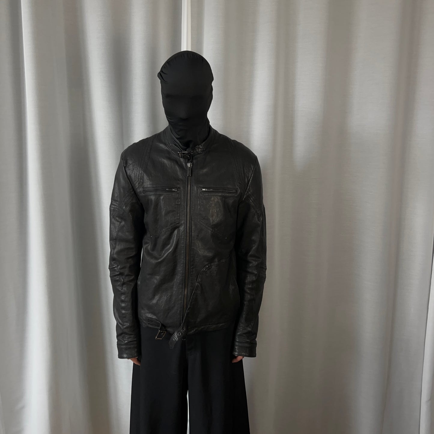 Dirk Bikkembergs Belted Moto Leather Jacket
