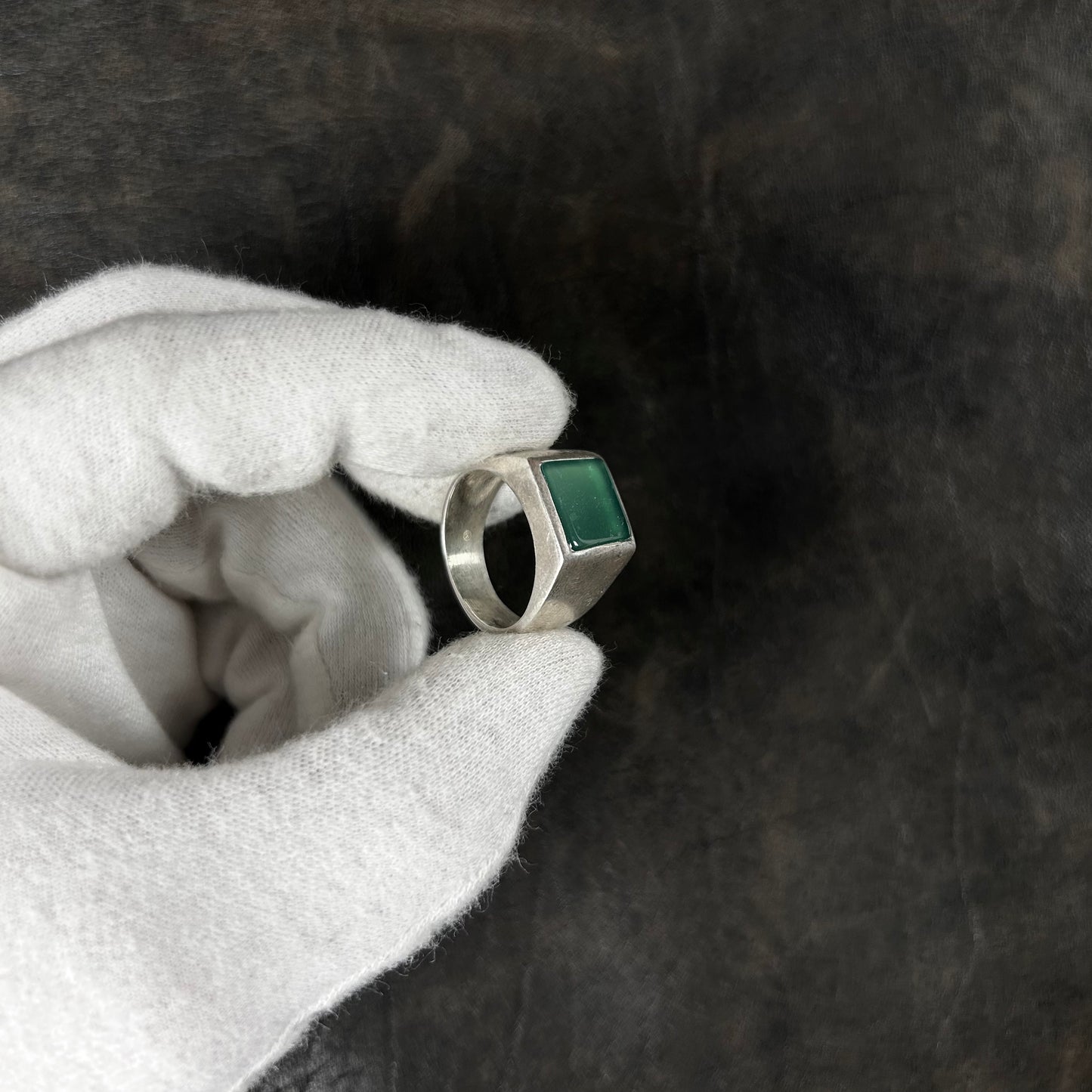 Massive Minimalistic Squared Jade Stone Ring