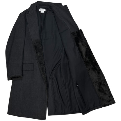 Dries Van Noten Faux Fur Applicated Wool Coat - 2000s