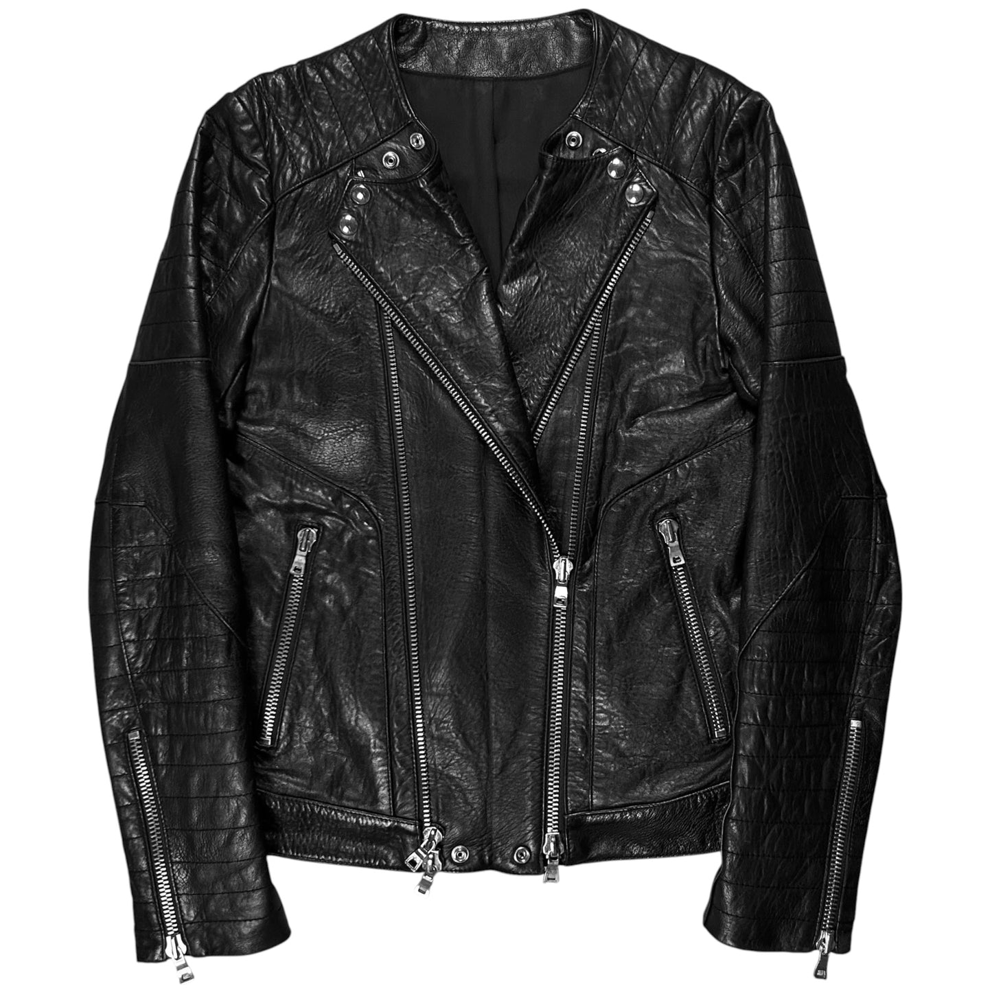 Balmain by Decarnin Dual Zip Moto Leather Jacket - AW11