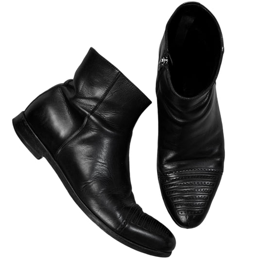 Prada Perforated Toe Mid Tip Zip Boots - AW07