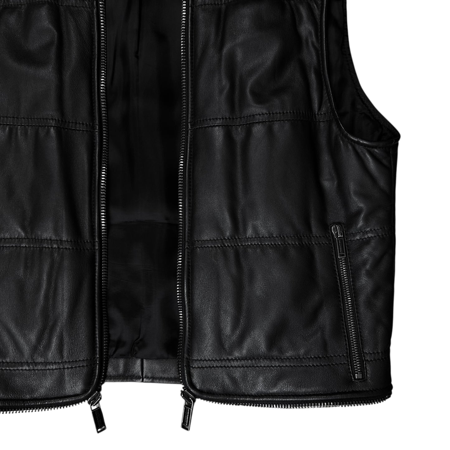 Dirk Bikkembergs Double Layered Zip Bomber Leather Jacket