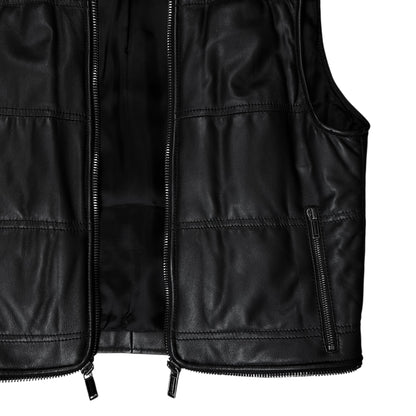 Dirk Bikkembergs Double Layered Zip Bomber Leather Jacket