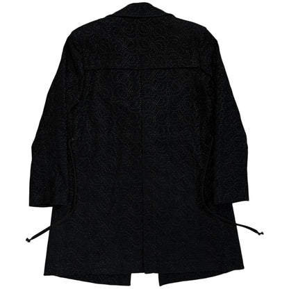 Ann Demeulemeester Embroidered Black Precision Coat - AW14