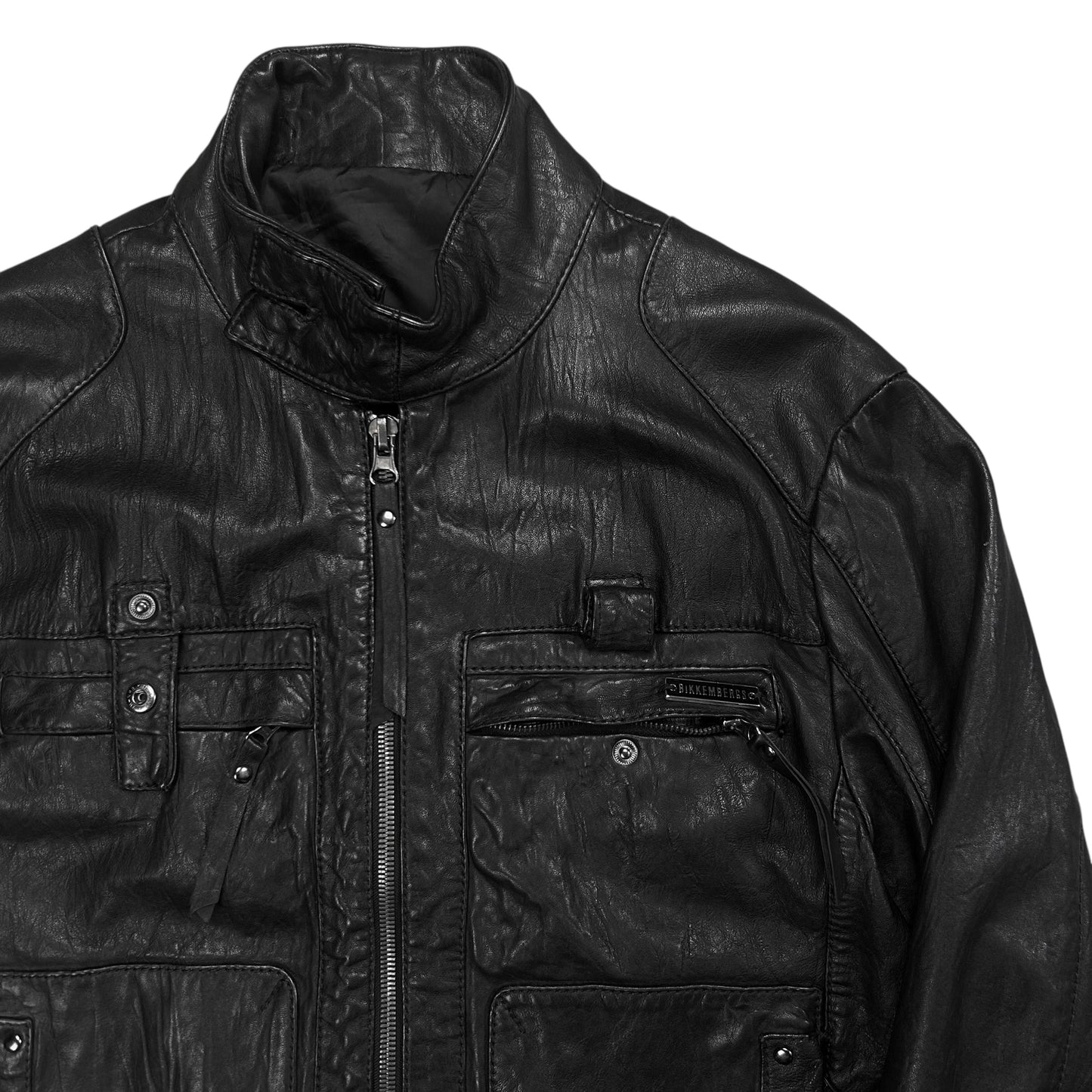 Dirk Bikkembergs Utility Strap Leather Bomber Jacket