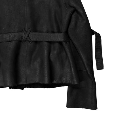 Ann Demeulemeester Double Breasted Belted Shearling Leather Jacket - AW19