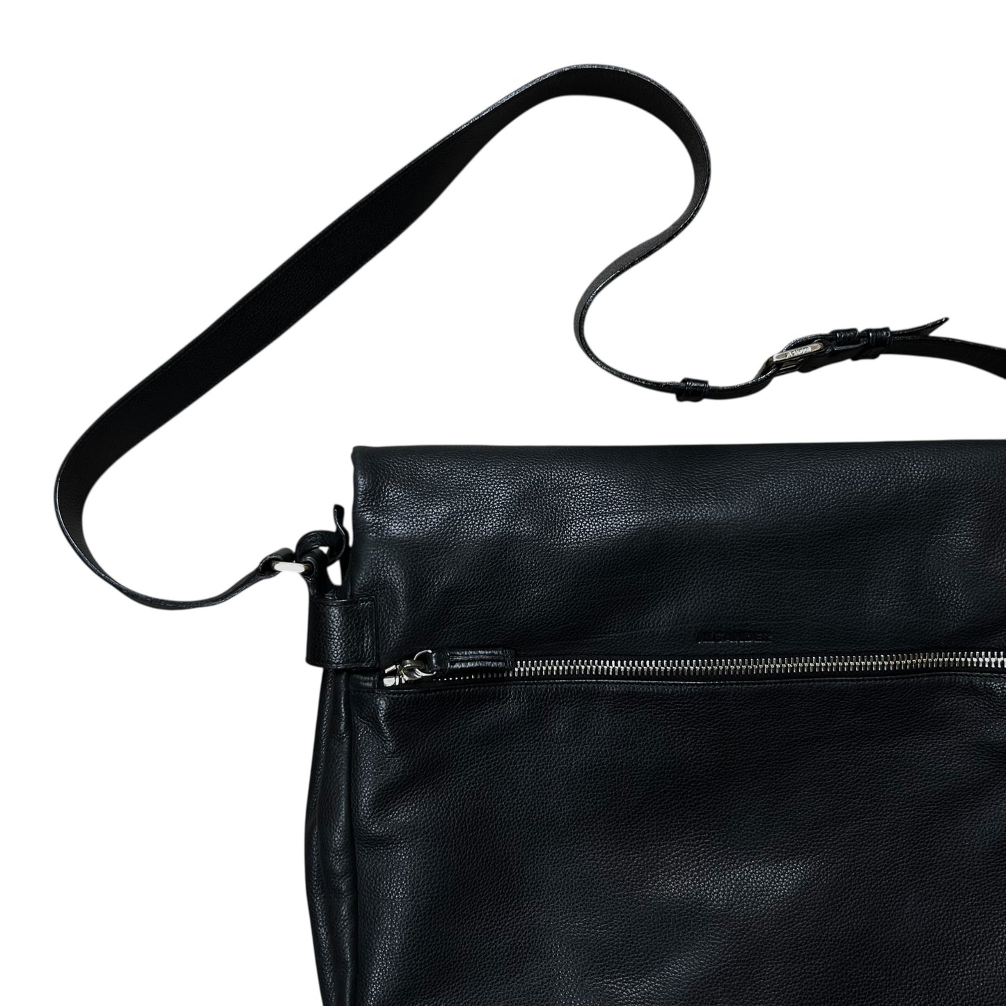 Jil Sander Lock Flap Grain Leather Messenger Bag