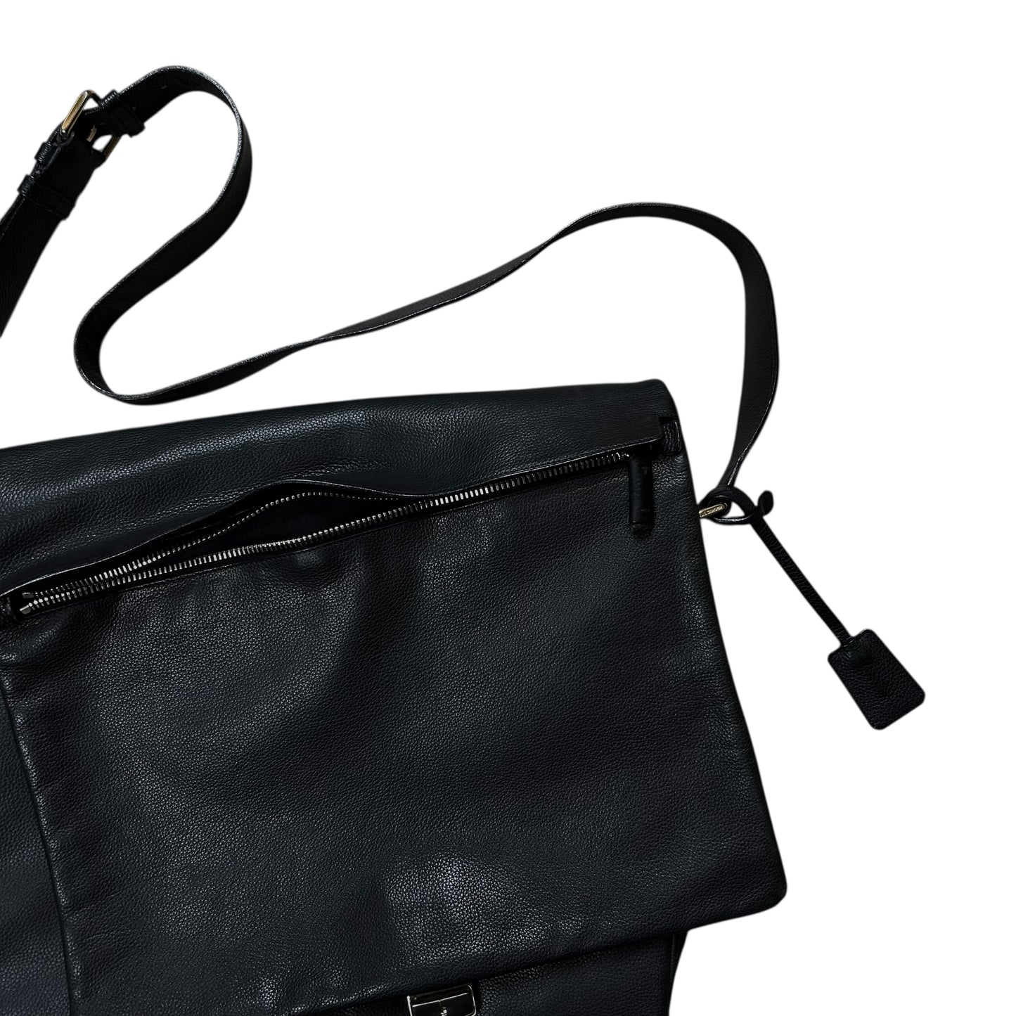 Jil Sander Lock Flap Grain Leather Messenger Bag