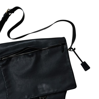 Jil Sander Lock Flap Grain Leather Messenger Bag