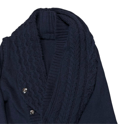 Balenciaga Distorted Cable Knit Snap Shawl Cardigan - AW07