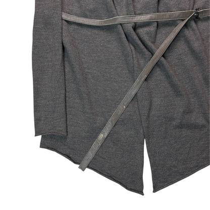 Helmut Lang Leather Belted Drape Cardigan - AW13