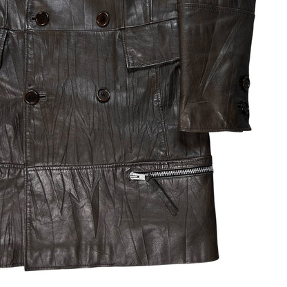 Dirk Bikkembergs Zip Military Leather Coat - AW06
