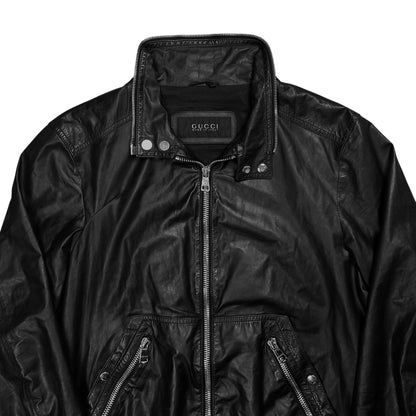 Gucci by Tom Ford Zip Hood Leather Jacket