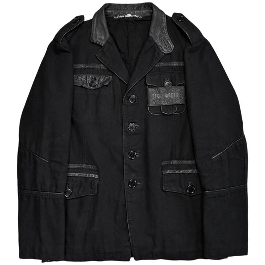 Dirk Bikkembergs Leather Applicated Military Blazer